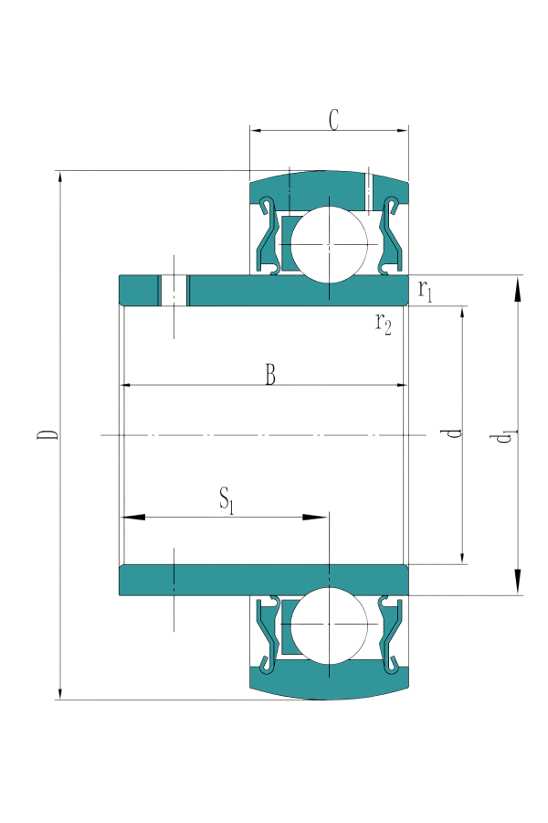 Insert bearings with grub screws, metric shafts