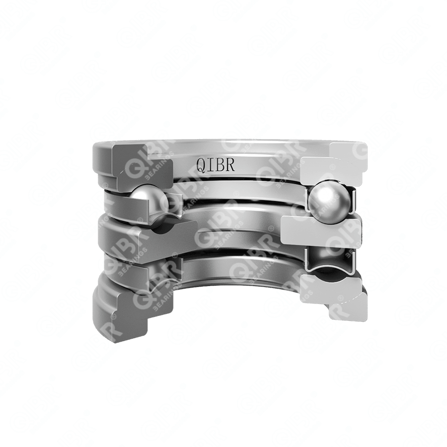 Double direction thrust ball bearings with sphered housing washers